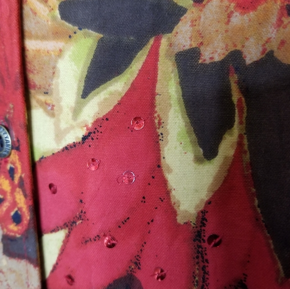 Gandy Couture Colorful Fall Print Jacket Sz XL W/Beading/Sequin - Picture 10 of 13